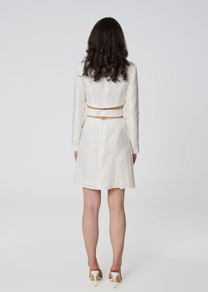 Linen Wrap Crop Blazer – Ivory - GIORGIA LUCASI