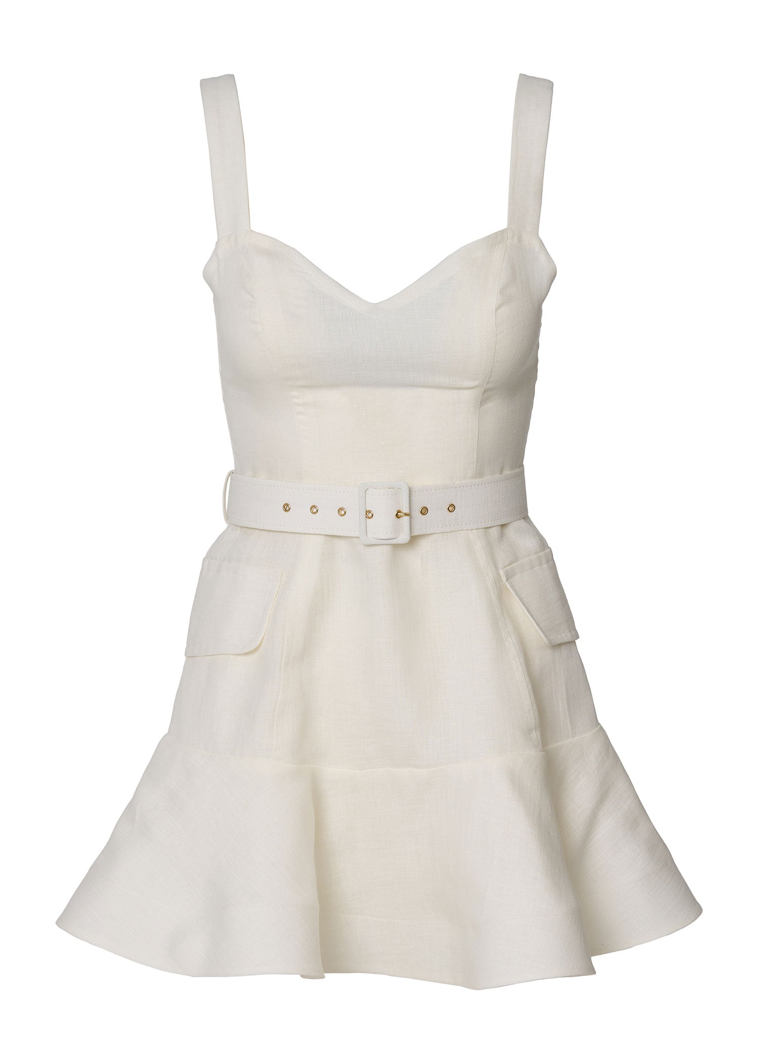 Modern Elegance Mini Linen Dress-Ivory