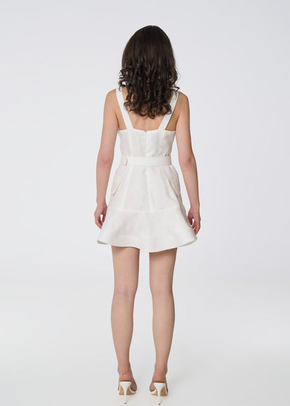 Modern Elegance Mini Linen Dress - Ivory - GIORGIA LUCASI