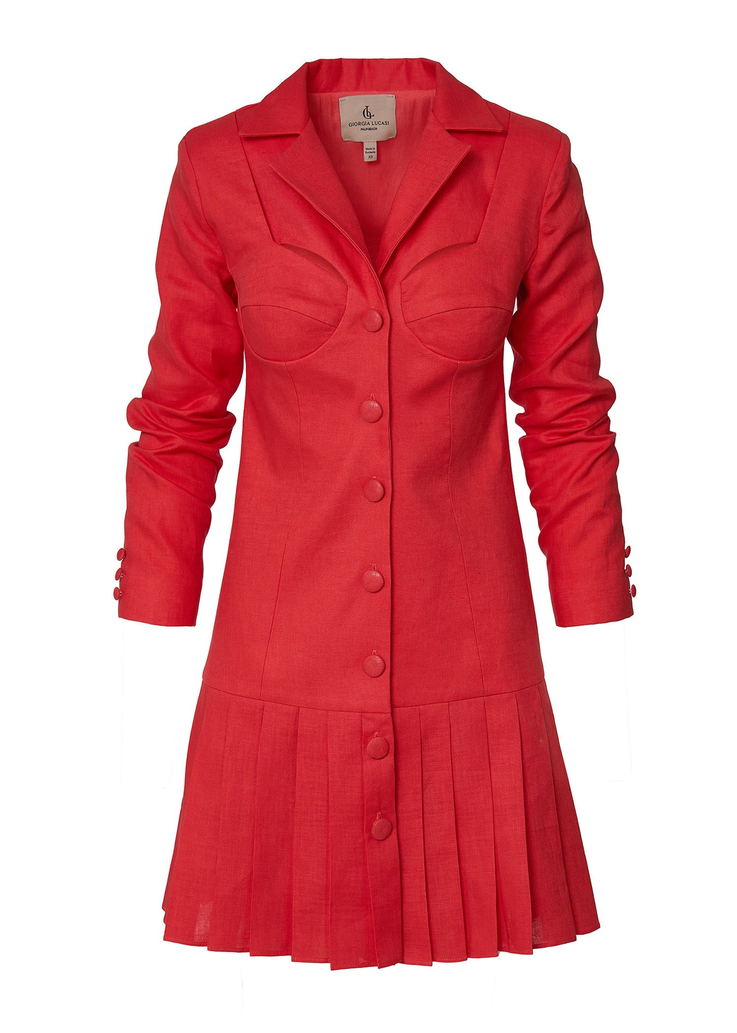 Palm Breeze Linen Blazer Dress- Coral