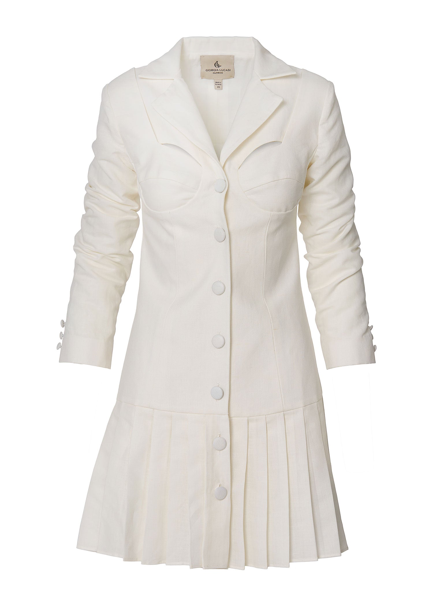 Palm Breeze Linen Blazer Dress- Ivory