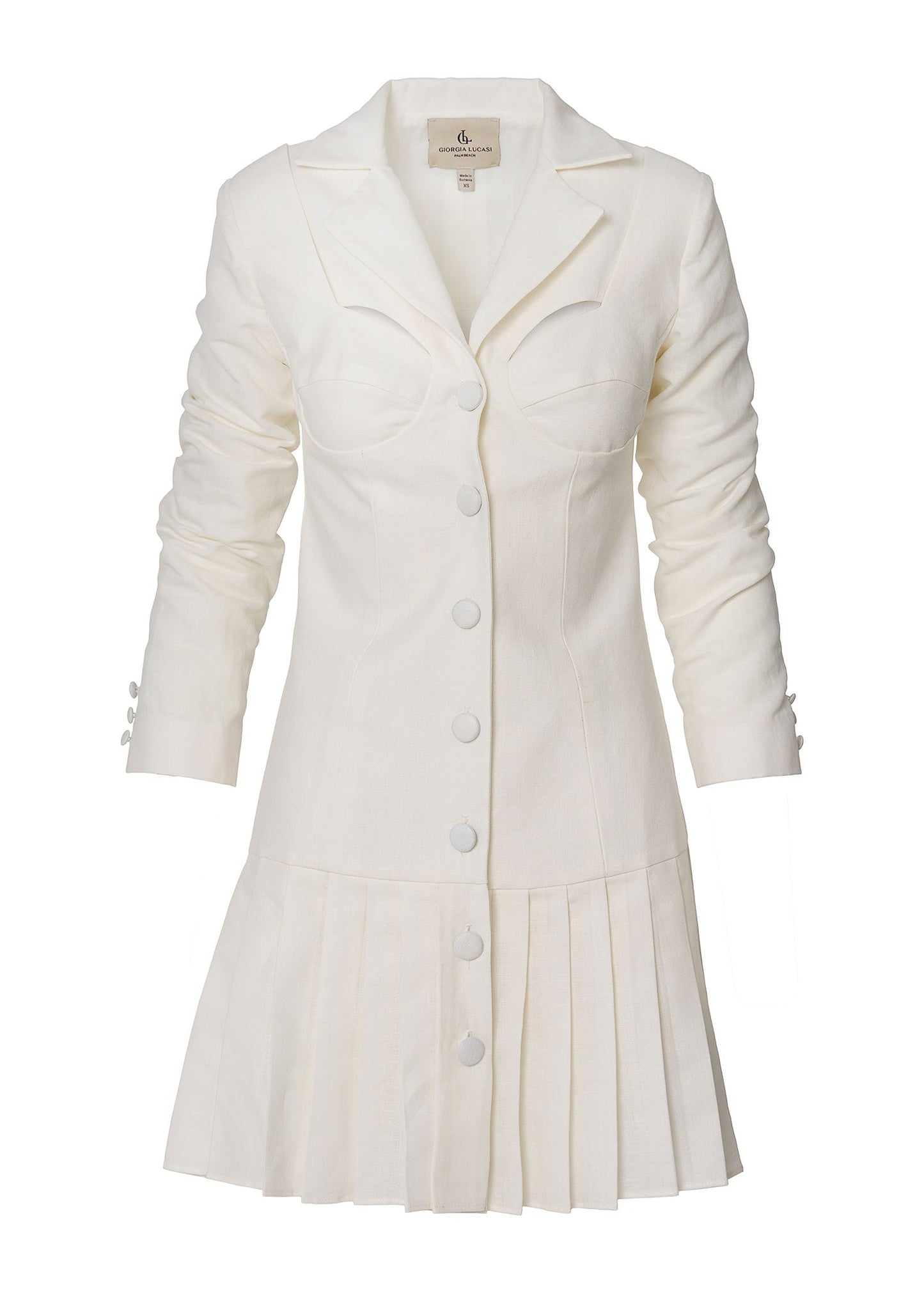 Palm Breeze Linen Blazer Dress - Ivory - GIORGIA LUCASI