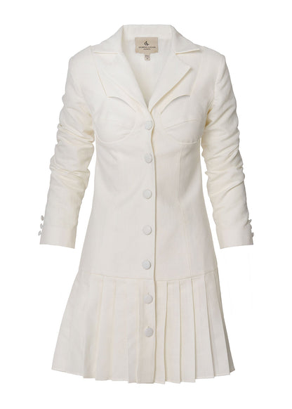 Palm Breeze Linen Blazer Dress - Ivory - GIORGIA LUCASI