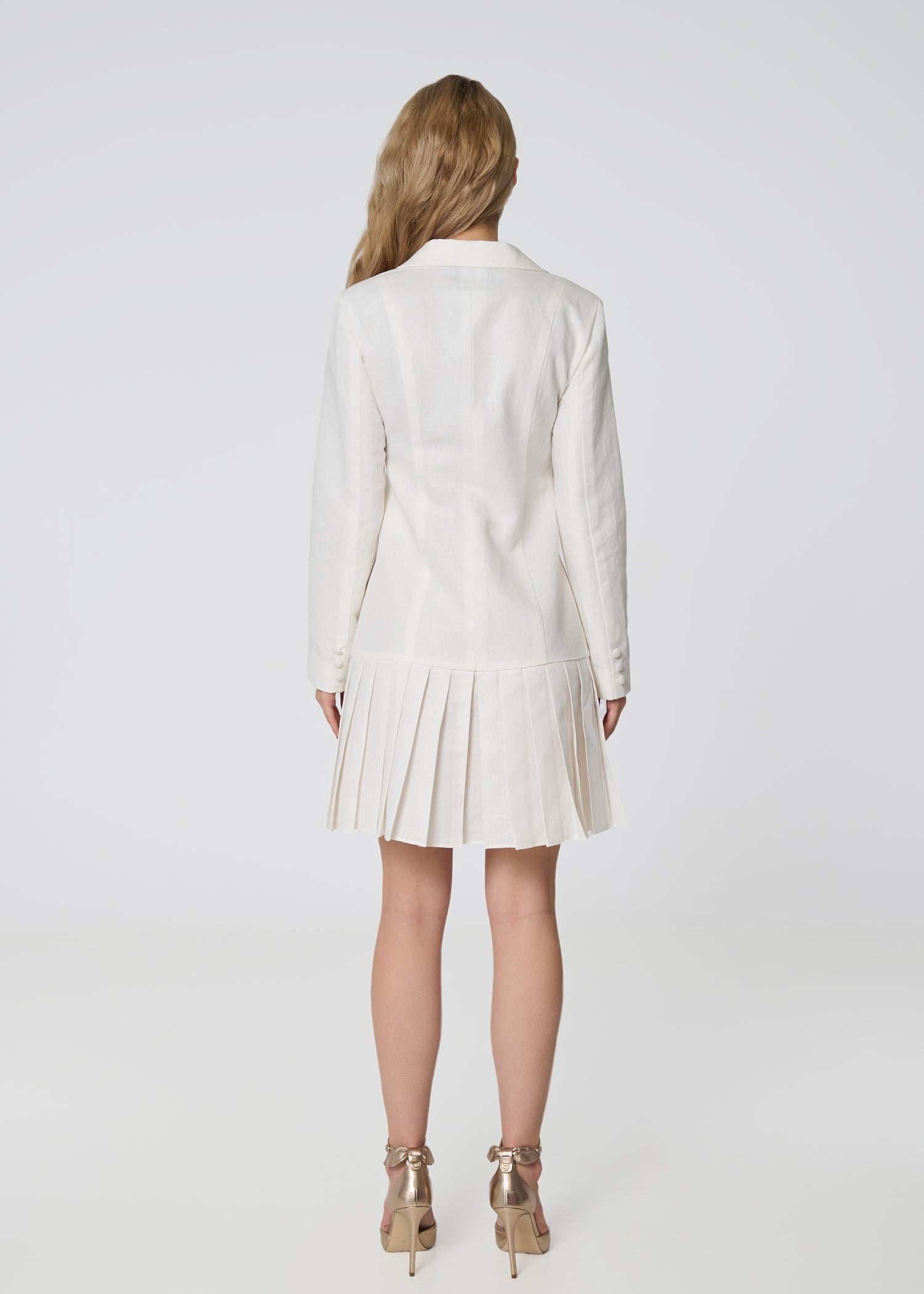 Palm Breeze Linen Blazer Dress - Ivory - GIORGIA LUCASI