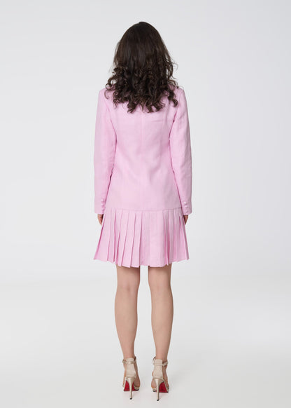 Palm Breeze Linen Blazer Dress - Pink - GIORGIA LUCASI