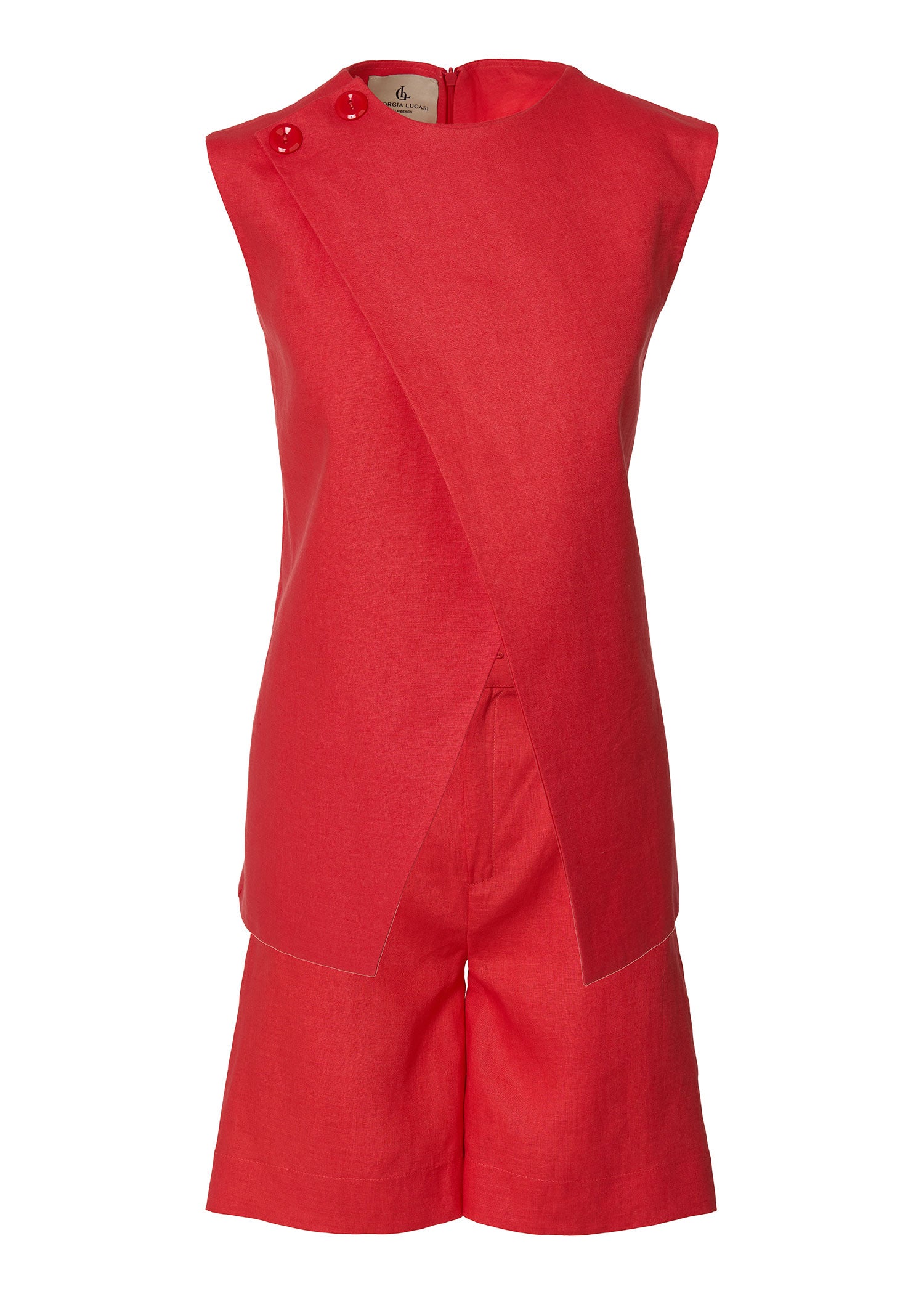 Scarlet Aura Linen Set - Coral - GIORGIA LUCASI