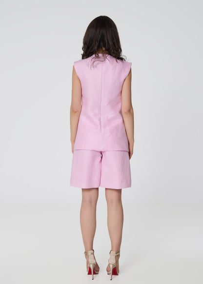 Scarlet Aura Linen Set - Pink - GIORGIA LUCASI