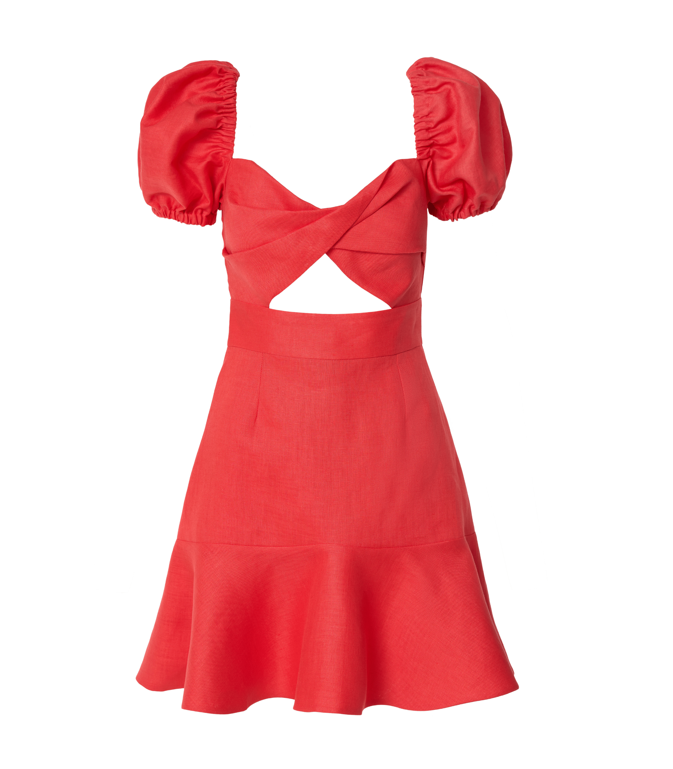 Sunlit Blossom Linen Mini Dress - Coral