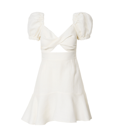 Sunlit Blossom Linen Mini Dress - Ivory - GIORGIA LUCASI