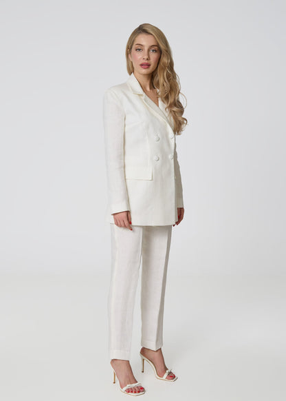 Timeless Elegance Linen Suit - Ivory - GIORGIA LUCASI