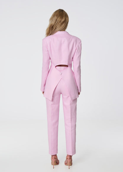 Timeless Elegance Linen Suit - Pink - GIORGIA LUCASI