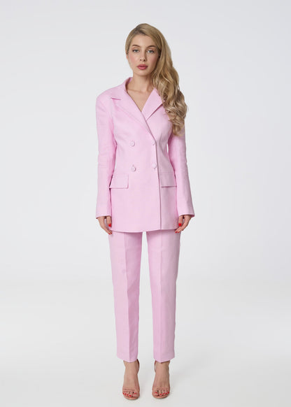 Timeless Elegance Linen Suit - Pink - GIORGIA LUCASI