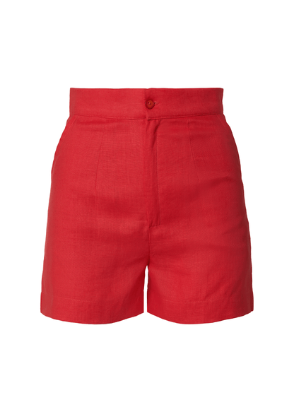Timeless Tailored Linen Shorts - Coral - GIORGIA LUCASI