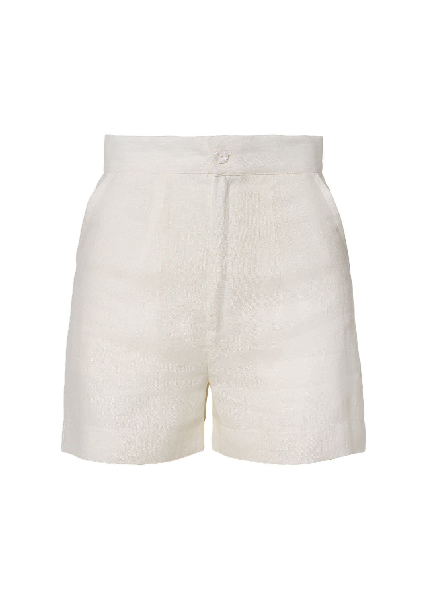 Timeless Tailored Linen Shorts - Ivory - GIORGIA LUCASI