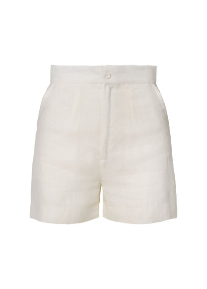 Timeless Tailored Linen Shorts - Ivory - GIORGIA LUCASI