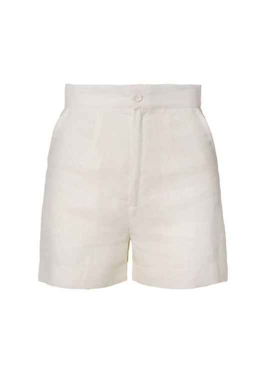 Timeless Tailored Linen Shorts - Ivory - GIORGIA LUCASI