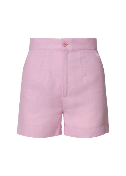 Timeless Tailored Linen Shorts - Pink - GIORGIA LUCASI