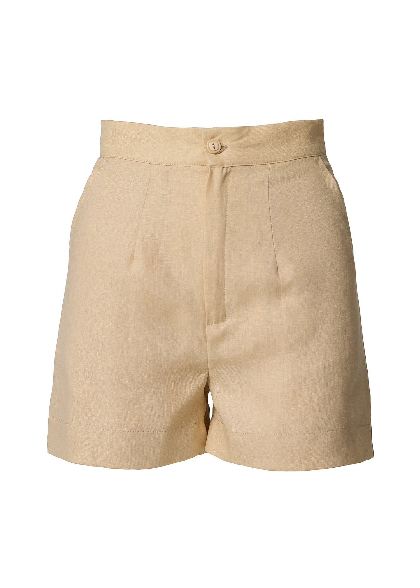 Timeless Tailored Linen Shorts- Beige