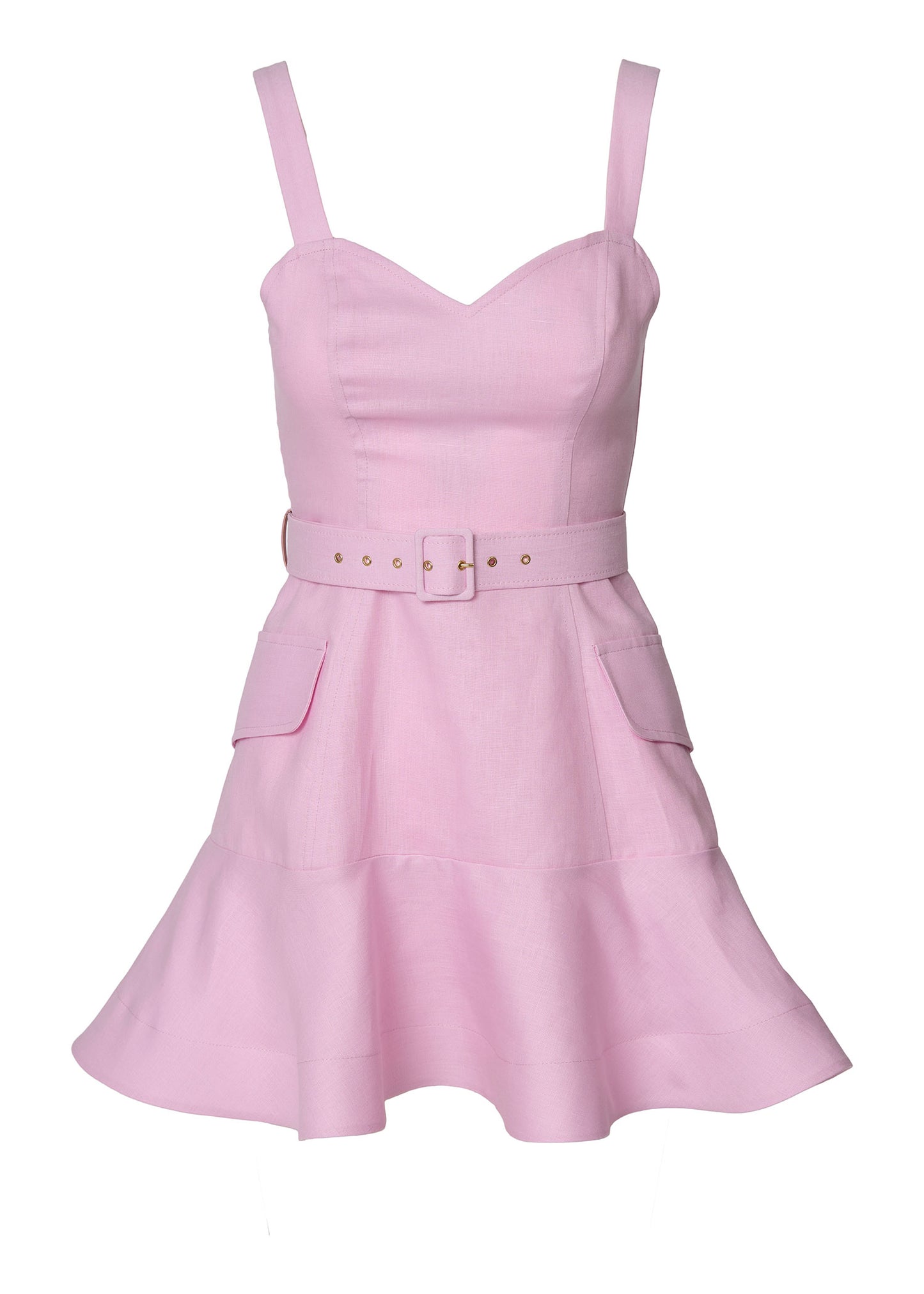Modern Elegance Mini Linen Dress- Pink