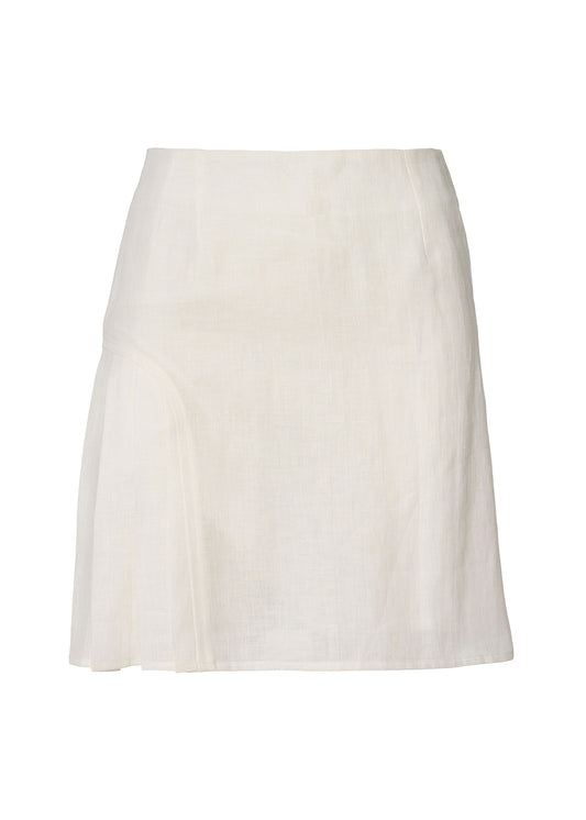 Linen Pleated Mini Skirt- Ivory