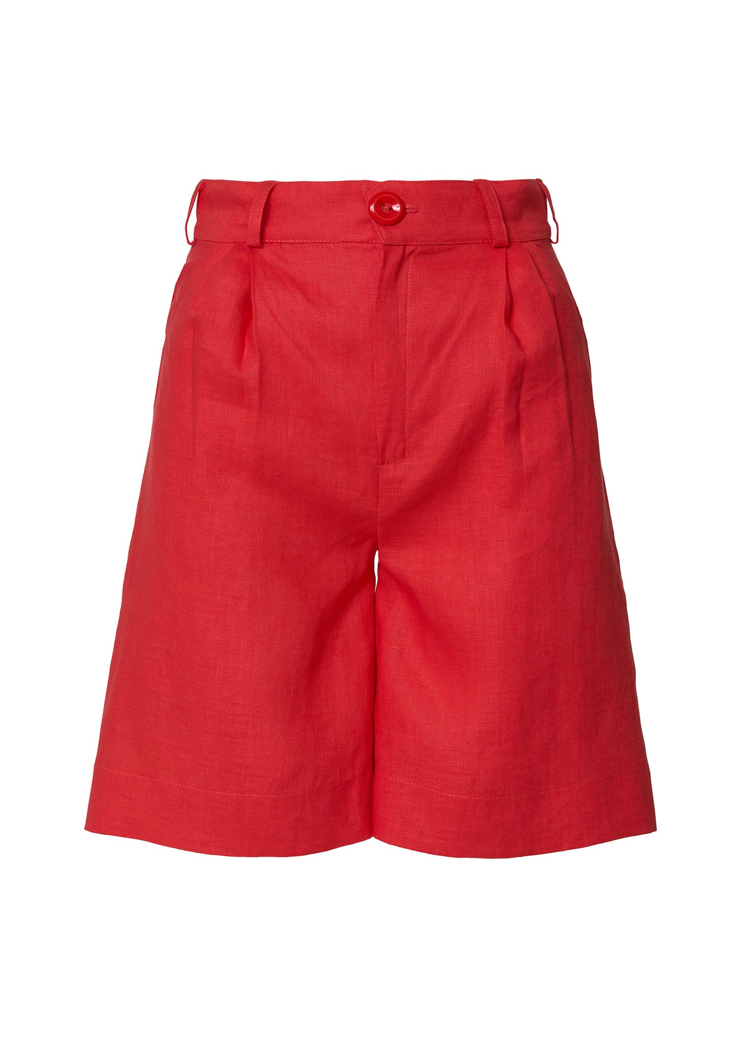 Linen Tailored Bermuda Shorts- Coral