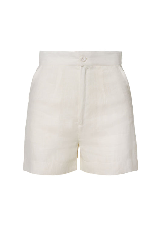 Timeless Tailored Linen Shorts- Ivory