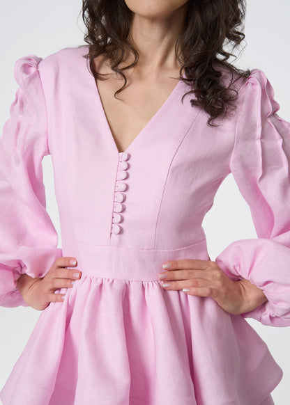 Blush Reverie Linen Dress