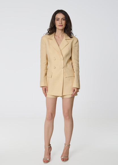Timeless Tailored Linen Shorts- Beige