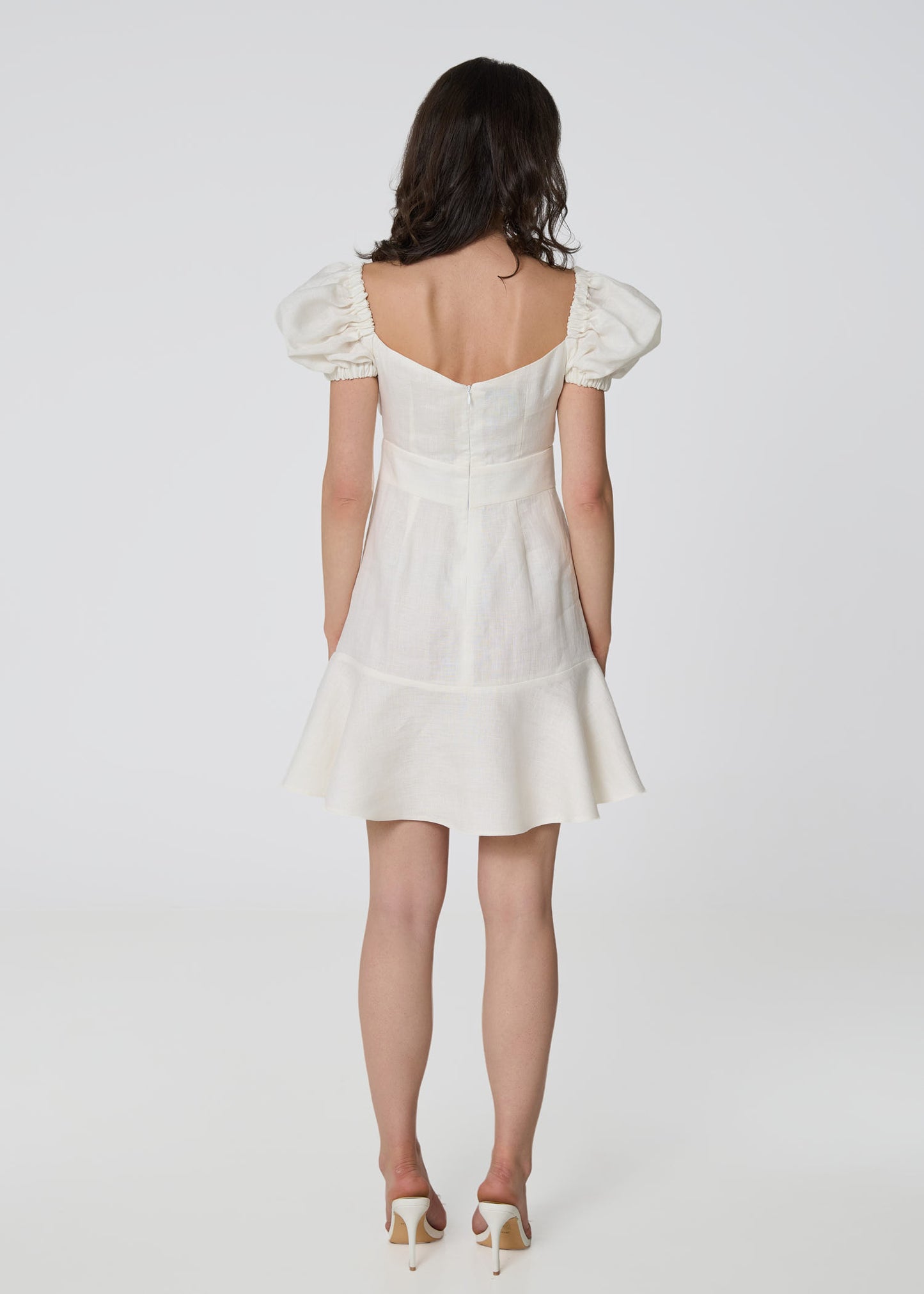 Sunlit Blossom Linen Mini Dress- Ivory